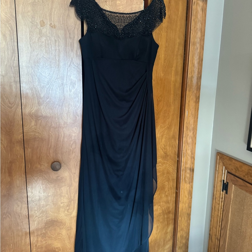 Xscape Black Beaded Maxi Dress